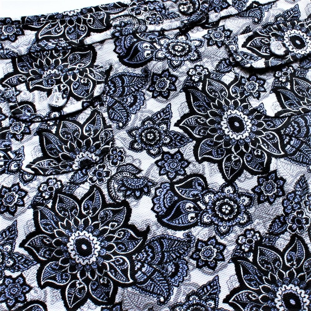 LOFT Skirt Short Stretch Straight Blue Floral - Picture 4 of 10